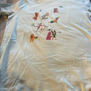 Light Blue Graphic Tee with Sports Dogs